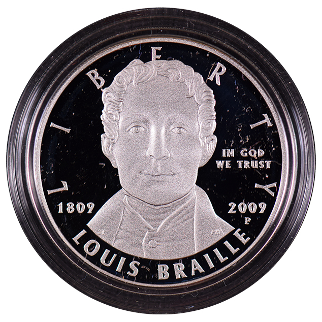  2009 Mint Proof 2009 Louis Braille Silver Dollar Proof $1 Very  Good : Arte Coleccionable y Bellas Artes